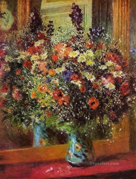 Pierre Auguste Renoir Painting - ramo delante de un espejo de flores Pierre Auguste Renoir
